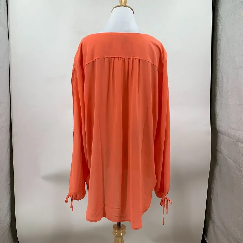 The Limited Collection Cutout Sleeve Womens XL Extra Large Coral Orange V Neck - Picture 3 of 13